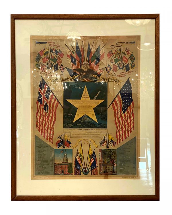 Posters - Original 1880s Framed Poster of The USA Flag