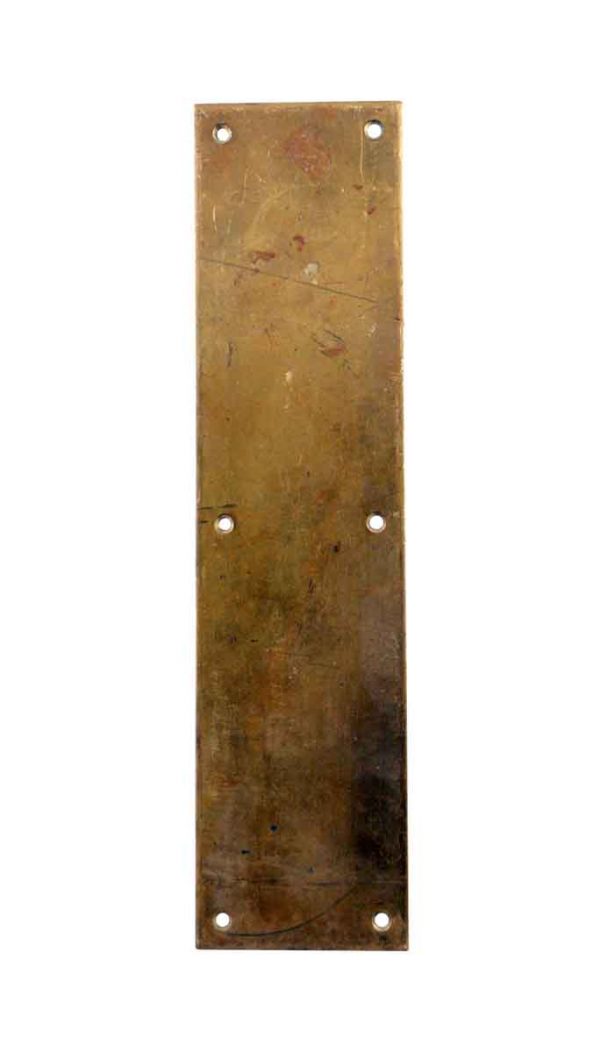 Push Plates - Vintage Plain 14 in. Patina Brass Door Push Plate