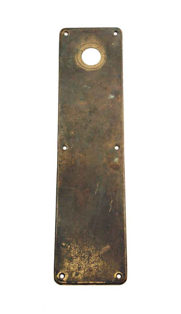 Push Plates - Vintage Plain 16 in. Yale Brass Door Push Plate with Lock Insert