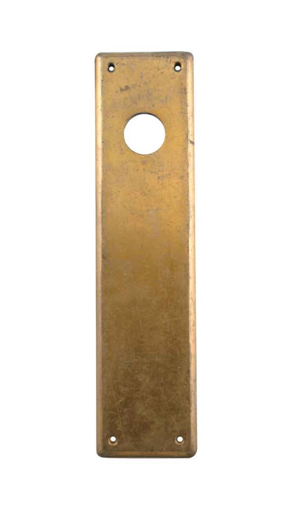 Push Plates - Vintage Russwin 12 in. Cast Brass Door Push Plate with Lock Insert