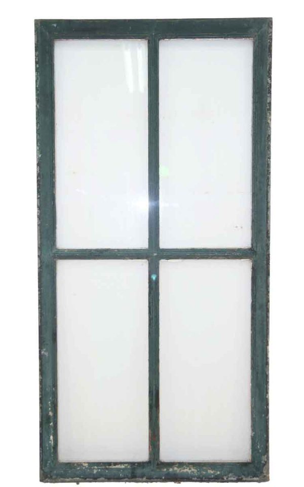 Reclaimed Windows - Antique 4 Lite Green Galvanized Window 84 x 42.5