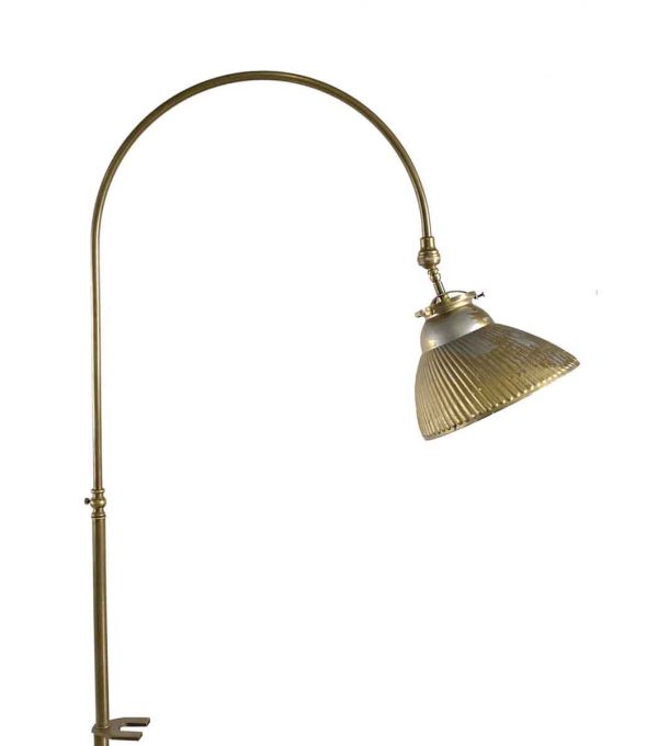 Table Lamps - 1920s Gold Mercury Glass Shade & Brass Gooseneck Lamp