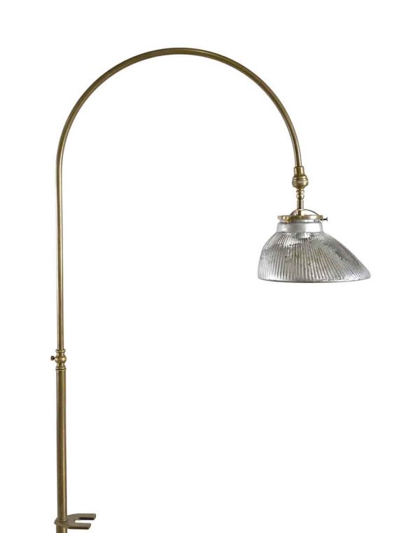 Table Lamps - 1920s Gooseneck Mercury Glass Shade & Brass Desk Lamp