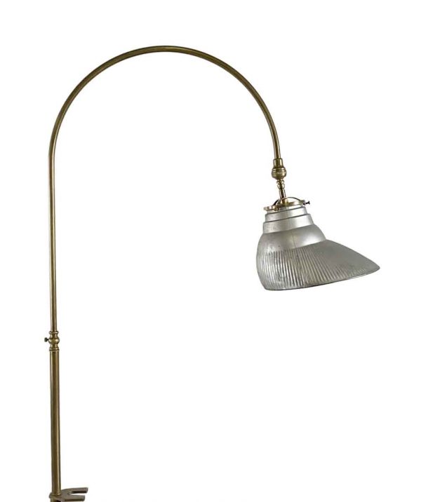 Table Lamps - 1920s Silvered Glass X-Ray Shade & Brass Gooseneck Desk Lamp