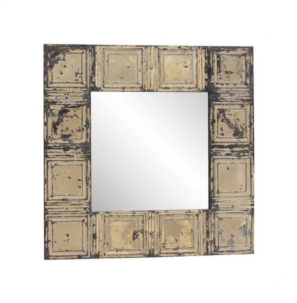 Antique Tin Mirrors - Antique Ceiling Tin Tan Square Wall Mirror