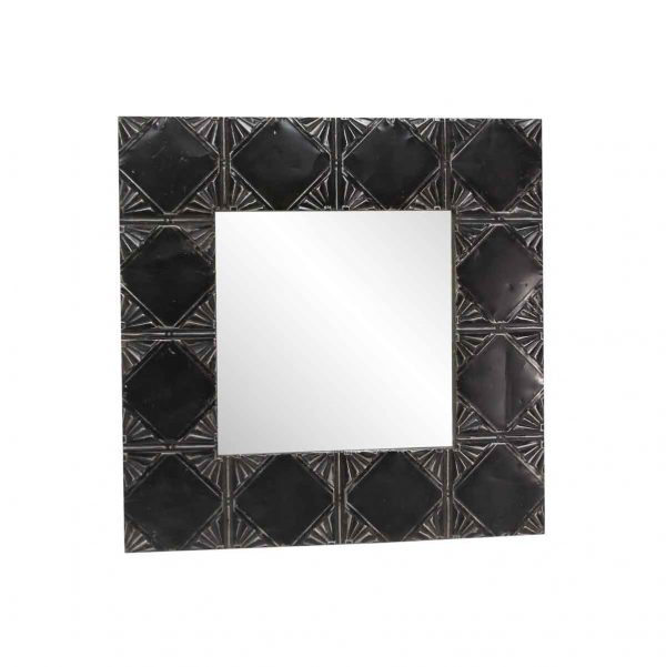 Antique Tin Mirrors - Art Deco Black Ceiling Tin Square Wall Mirror