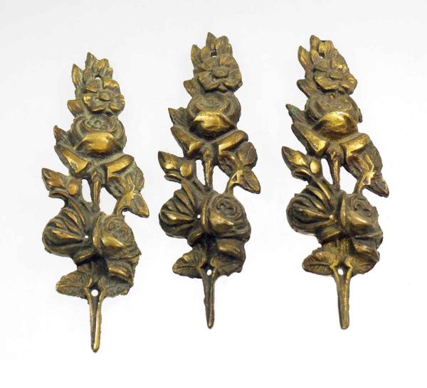 Applique - Antique Three Piece Floral Bronze Applique Set