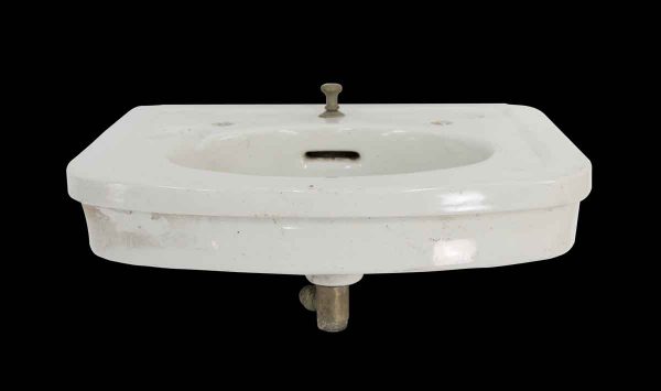 Bathroom - 1900s White Oval Bowl Wall Mount Sink with Overflow Drain