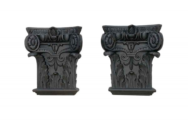 Columns & Pilasters - 1890s Pair of Restored Antique NYC Cast Iron Capitals