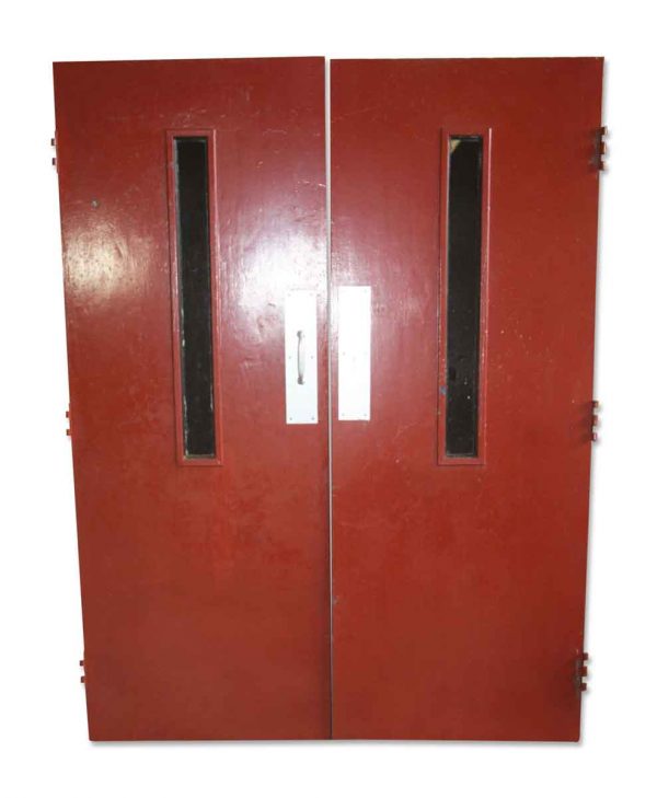Commercial Doors - Vintage Red Double Swinging Wood Commercial Doors 79 x 59.75
