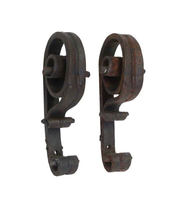 Decorative Metal - Pair of 1920s Hand Smith Curled Wrought Iron Brackets