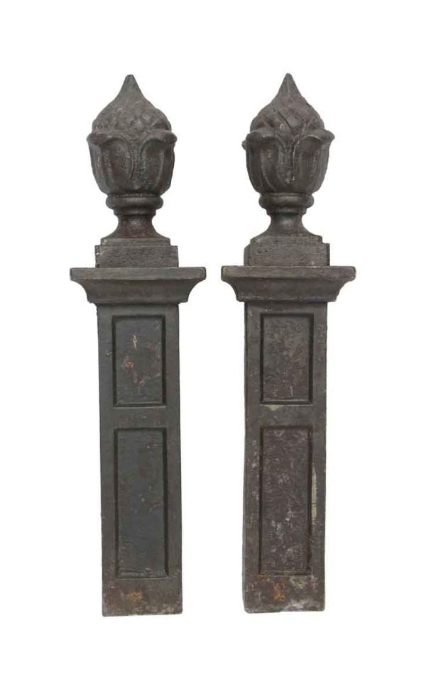 Decorative Metal - Pair of Antique 1900s Cast Iron Finials