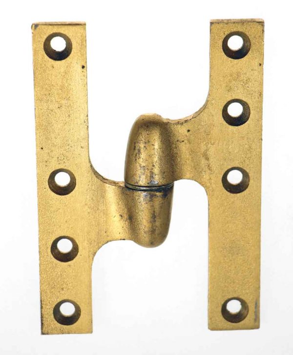 Door Hinges - Antique Rixson Brass Plated Iron Left Olive 5 x 3.5 Door Hinge