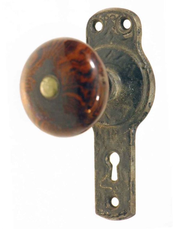 Door Knob Sets - Antique Fixed Gilbert Door Knob with Bronze Plate