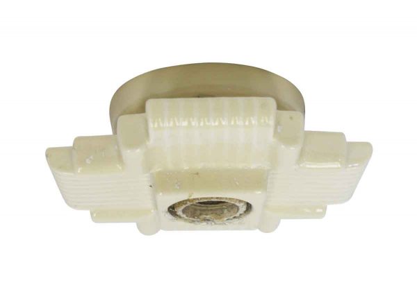 Flush & Semi Flush Mounts - 1920s Art Deco Cream Single Bulb Ceramic Light Fixture