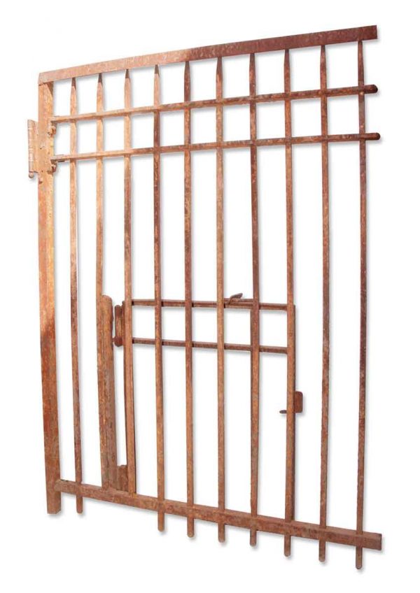 Gates - Tall Antique Wrought Iron Gate with Escape Hatch