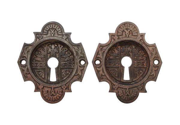 Pocket Door Hardware - Pair of Cast Iron Antique Aesthetic Pocket Door Plates