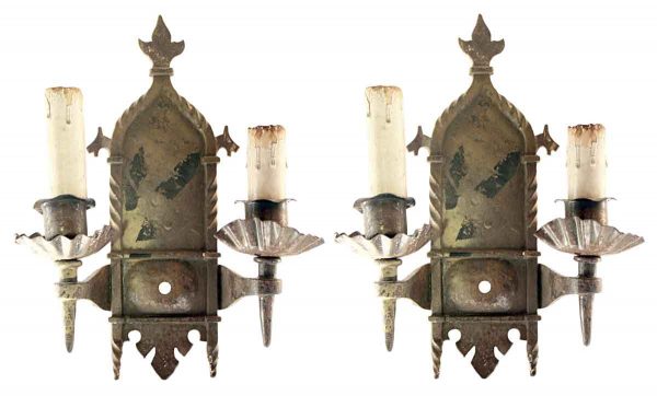Sconces & Wall Lighting - Antique 2 Arm Spanish Colonial Iron Wall Sconces