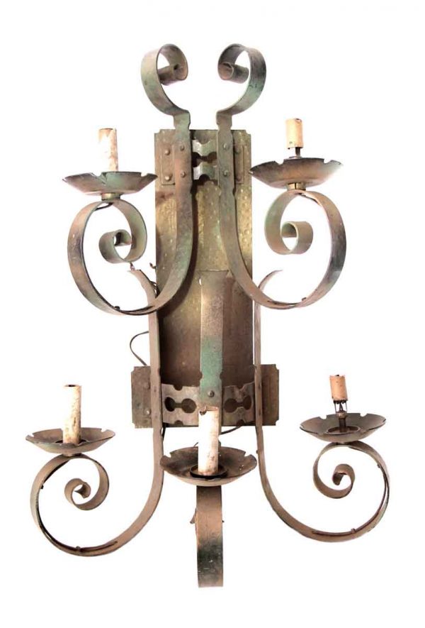 Sconces & Wall Lighting - Antique Wrought Iron 5 Arm Spanish Colonial Wall Sconce