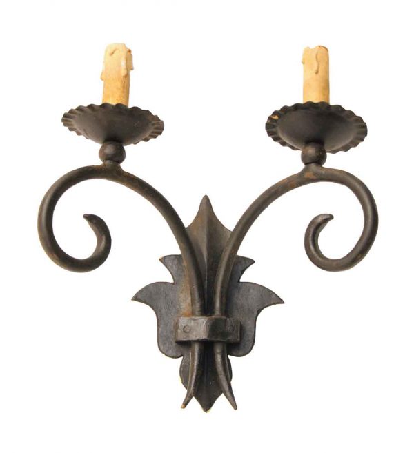 Sconces & Wall Lighting - European French Wrought Iron 2 Arm Wall Sconce