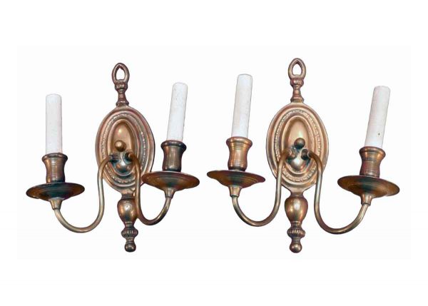 Sconces & Wall Lighting - Pair of Colonial Copper 2 Arm Wall Sconces