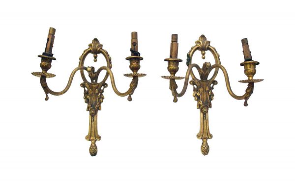 Sconces & Wall Lighting - Pair of French 2 Arm Bronze Wall Sconces