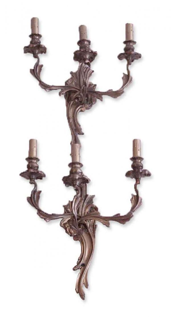 Sconces & Wall Lighting - Pair of Restored Antique 3 Arm French Wall Sconces