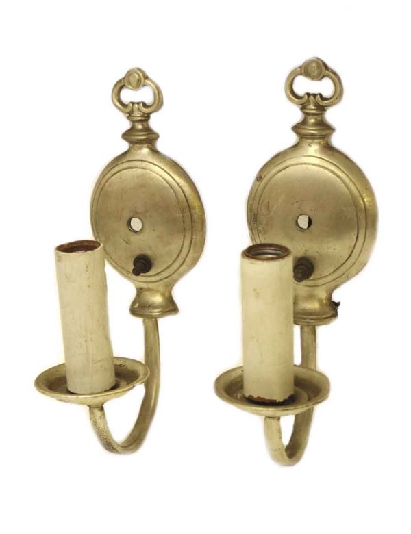 Sconces & Wall Lighting - Pair of Traditional 1 Arm Silver Over Brass Wall Sconces