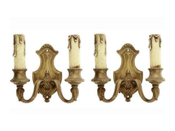 Sconces & Wall Lighting - Pair of Victorian Bronze 2 Arm Wall Sconces