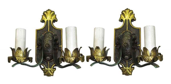 Sconces & Wall Lighting - Restored Antique Arts & Crafts 2 Arm Wall Sconces