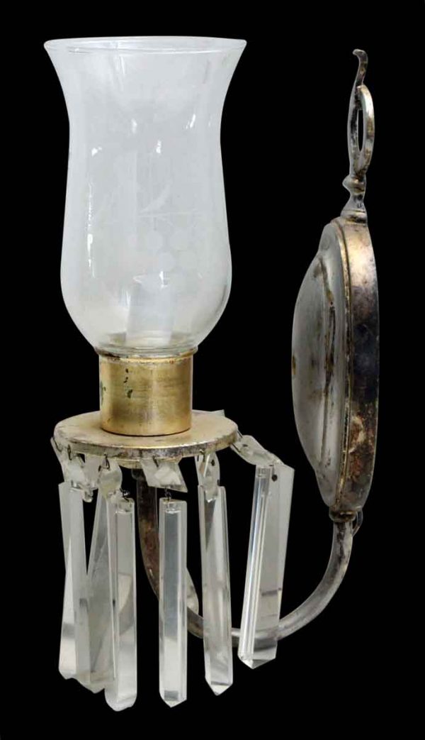 Sconces & Wall Lighting - Victorian 1 Arm Crystals Hurricane Shade Wall Sconces