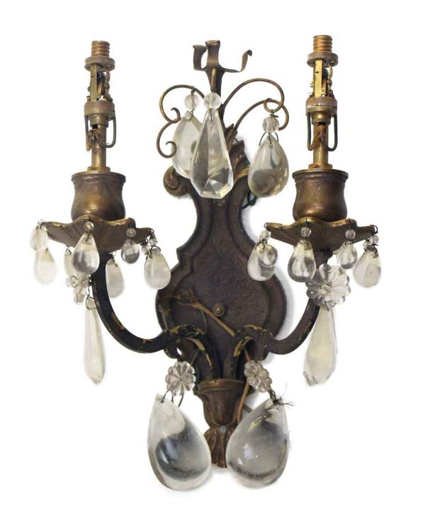 Sconces & Wall Lighting - Victorian 2 Arm Bronze Crystals Wall Sconce