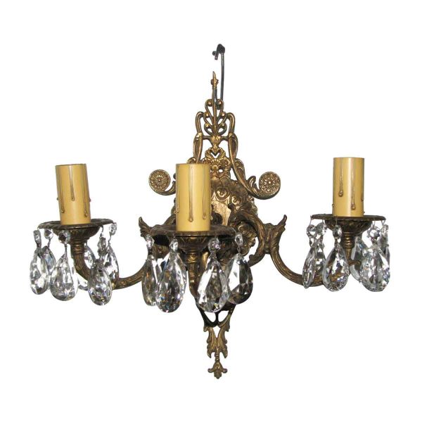 Sconces & Wall Lighting - Victorian 3 Arm Bronze & Crystal Sconce