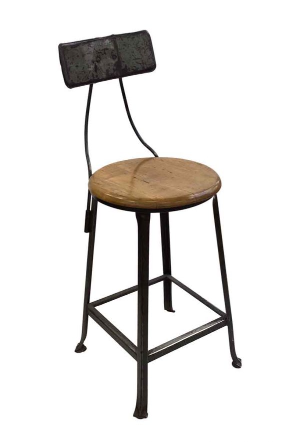 Seating - Vintage Industrial Bar Height Steel & Wood Stool