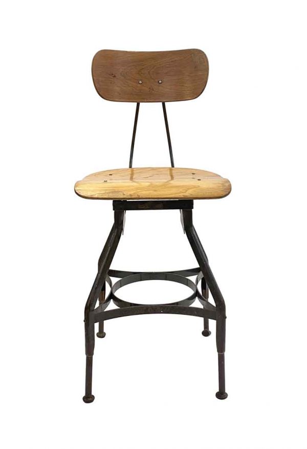 Seating - Vintage Industrial Bar Height Wood & Steel Adjustable Toledo Stool