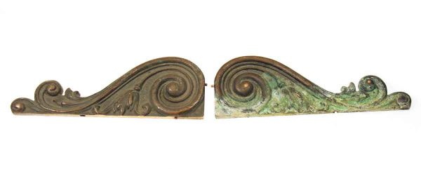 Applique - Pair of Antique Swirl Bronze Appliques