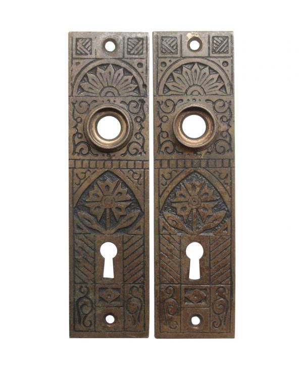 Back Plates - Pair of Aesthetic 5.625 in. Antique Bronze Door Back Plates
