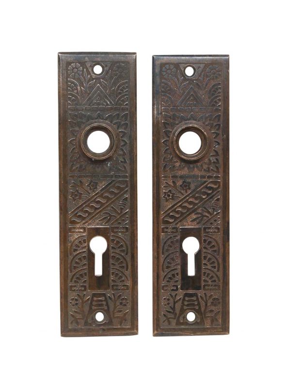 Back Plates - Pair of Antique Aesthetic 5.5 in. Brass Door Back Plates