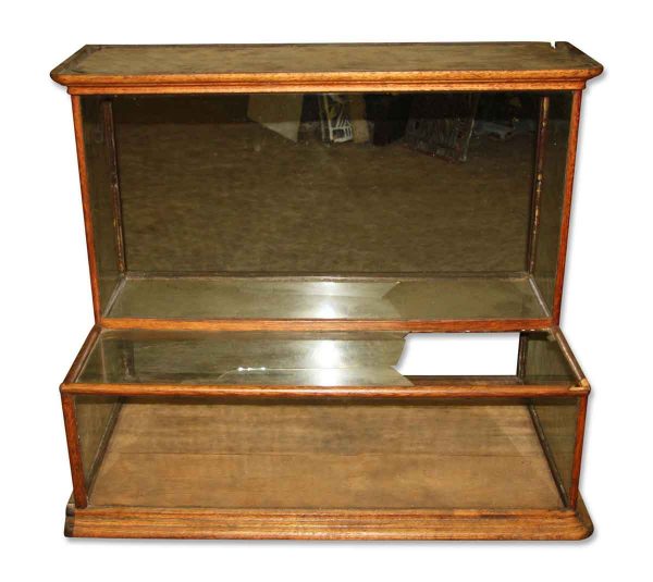 Commercial Furniture - Antique Wood Frame Glass Table Top Display Case