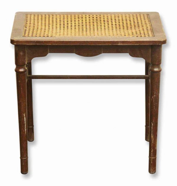 Flea Market - Vintage Traditional Petite Wicker Top Side Table or Stool