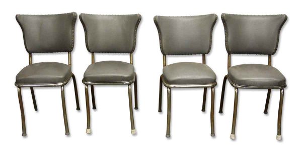 Kitchen & Dining - Set of 1950s Steel Studded Gray Retro Diner Chairs