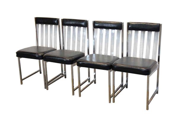 Kitchen & Dining - Set of Retro Black Leather & Plastic Dining Chairs
