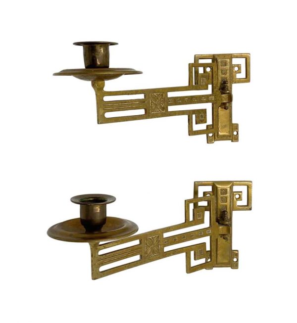 Sconces & Wall Lighting - Pair of Adjustable Brass Victorian 1 Arm Piano Sconces
