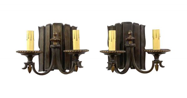 Sconces & Wall Lighting - Restored Traditional Bronze 2 Arm Wall Sconces