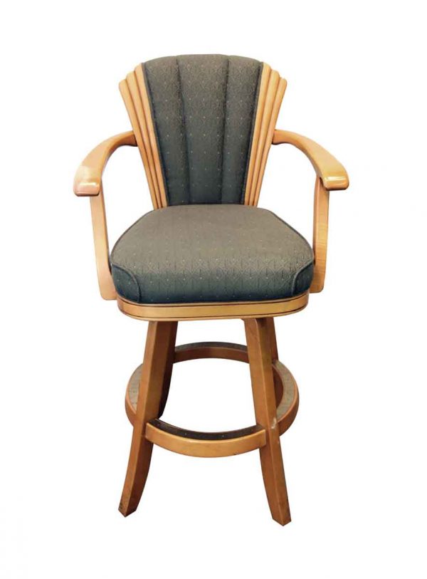 Seating - Vintage Art Deco Style High Back Wood Bar Chair