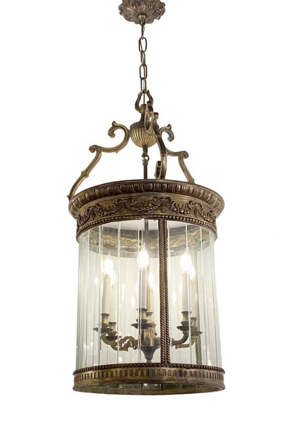Up Lights - Antique Victorian Bronze & Glass Lantern Pendant Light