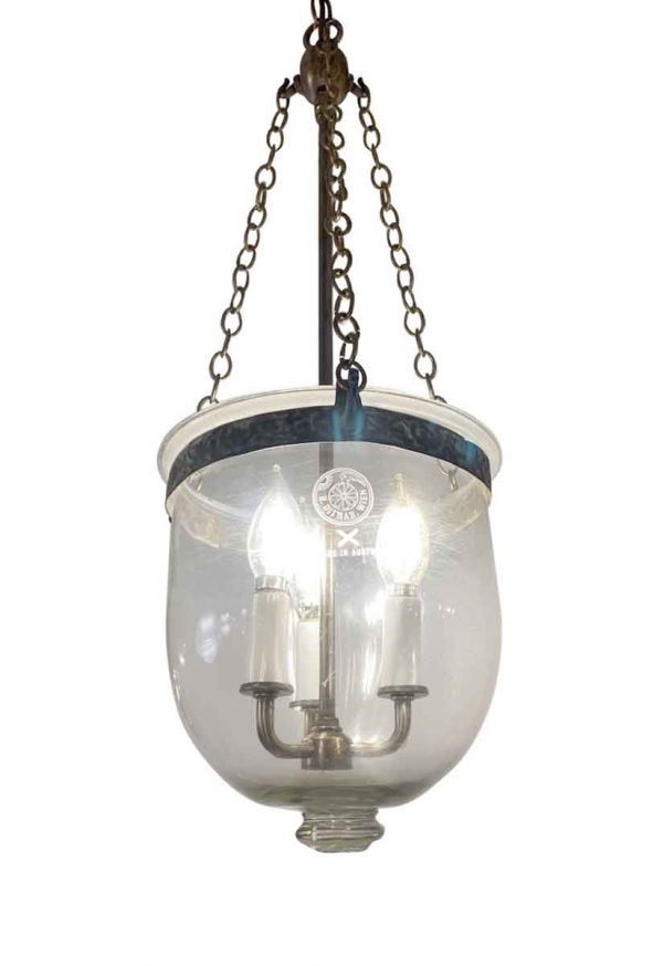 Up Lights - Signed R. Ditmar Wen Restored Crystal Bell Jar Pendant Light
