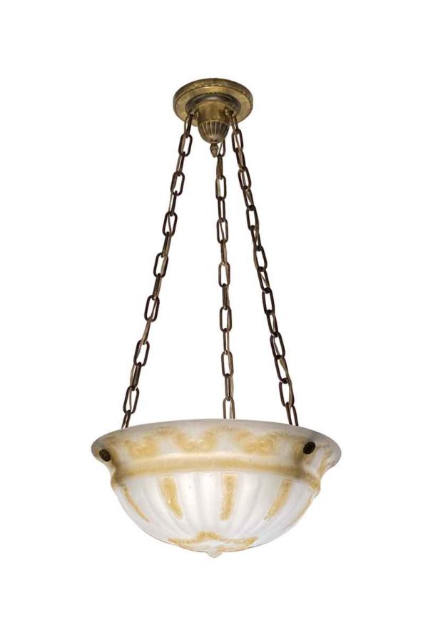 Up Lights - Turn of the Century Victorian Cast Glass Hanging Dish Pendant Light