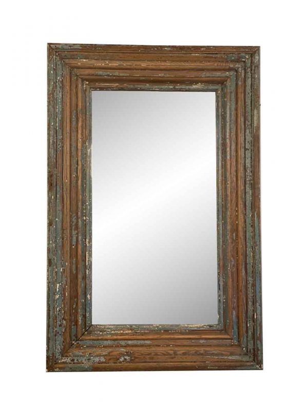 Wood Molding Mirrors - 1800s Distressed Wood Molding Wall Mirror 58 x 38