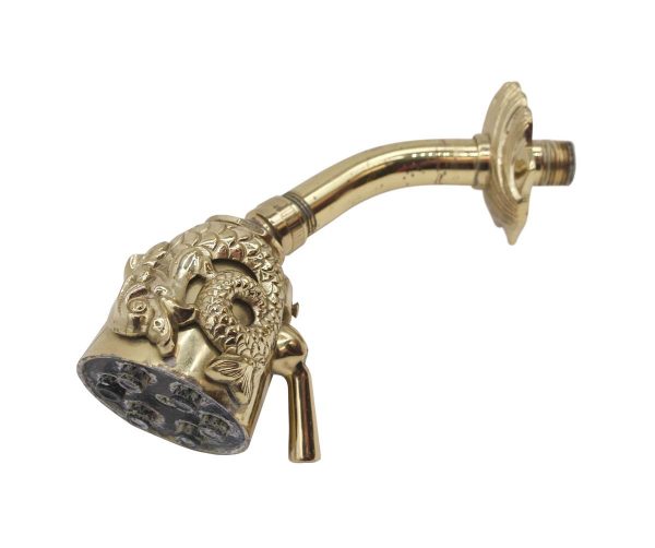 Bathroom - Brass Dolphin Shower Head with Shell Mounting Plate